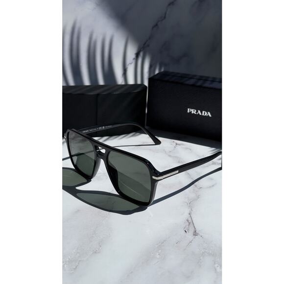 NEW Prada PR20YS Aviator Sunglasses in Black Polarized - Picture 3 of 8